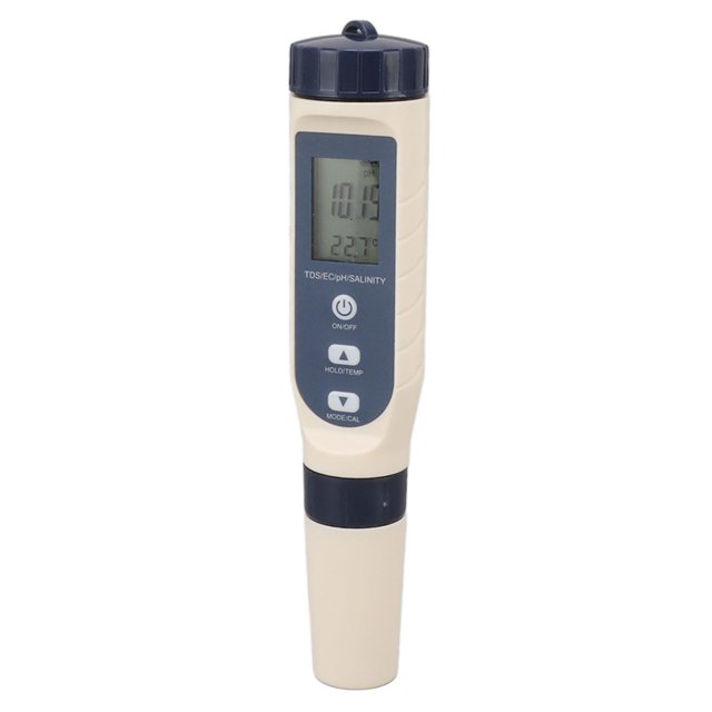 5 in 1 Water Quality Tester TDS EC PH TEMP SALT IP65 Waterproof Multifunction Water Meter with Large HD Backlit Screen