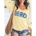 thumbnail image 6 of Beach Cover Up for Women Letter Print Crochet Tops Beach Sweater | Long Sleeve, Crew Neck, Split Hem, Swim Swimsuit Coverup, Lightweight Summer Sweater, Vacation Beach outfits,M, 6 of 6