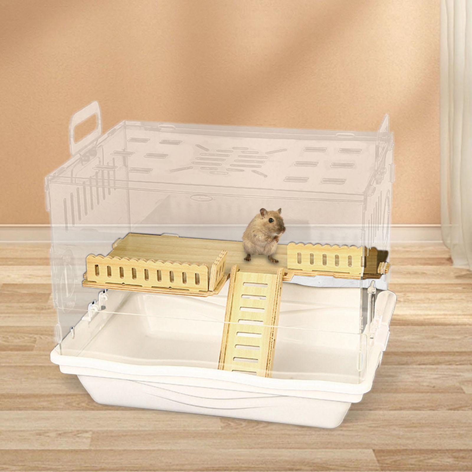 FITYLE Acrylic Hamster House, Small Animal House, Clear Living Playing Area Gerbils Acrylic Cage Small Animal Cage for Hamster Dwarf Ladder