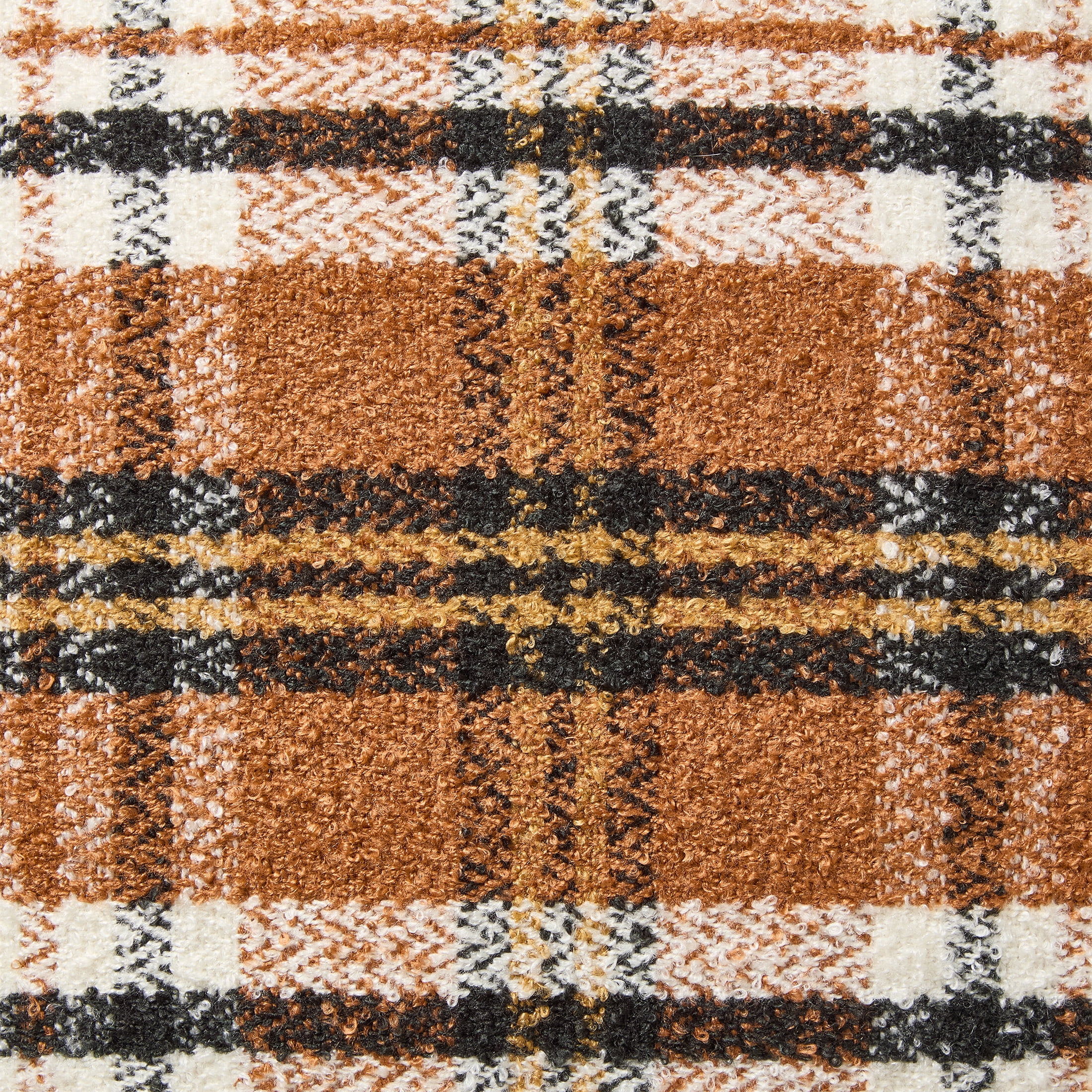 My Texas House 20" x 20" Ginger Woven Plaid Fringe Decorative Pillow Cover