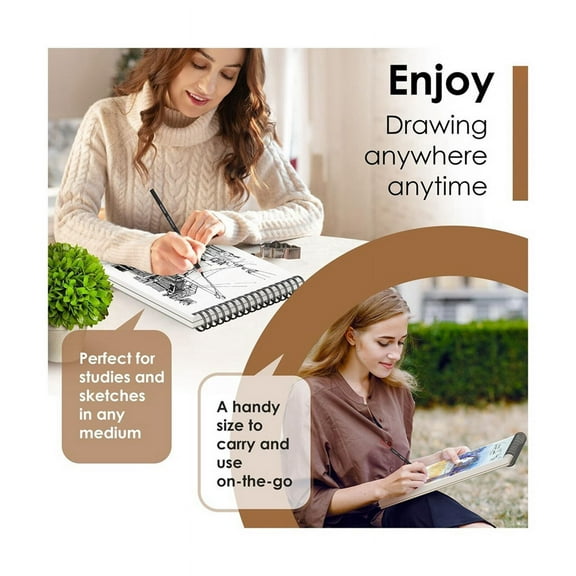 9x12Inch Top Spiral Bound Sketch Book Pad, 100 Sheets Each, Artist Sketching Drawing Pad, Acid-Free Charcoal