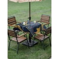 thumbnail image 3 of Outdoor Tablecloth with Umbrella Hole and Zipper, Purple Blue Golden Marble Square Table Cloth 60x60 Inch Waterproof Tablecloth, Modern Abstract Art Fluid Picnic Table Cover for Patio Camping, 3 of 7