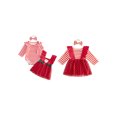 thumbnail image 2 of Cjfdfy Newborn Baby Girl Christmas Outfit Long Sleeve Romper Santa Embroidery Tulle  Star Patchwork Dress Bow Headband 3 Piece Set Infant Christmas Dress Fall Winter Clothes Set 0-24M, 2 of 9