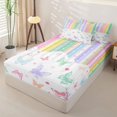 thumbnail image 2 of Erosebridal Dreamy Stripe Butterfly Zipper Queen Comforter Set with Fitted Sheet and 2 Pillowcases,Colorful Floral Zipper Bedding Set For Girls,Colorful Stars Reversible,4 Pieces, 2 of 7