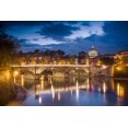 thumbnail image 2 of Jaynes Gallery 32x23 Black Ornate Wood Framed with Double Matting Museum Art Print Titled - Europe-Italy-Rome-Dome of Sistine Chapel with Tiber River and bridge lit at sunset, 2 of 4