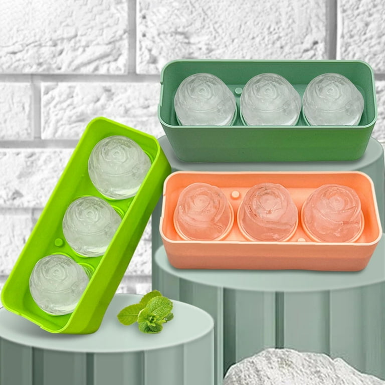 3d Rose Ice Molds 2.5 Inch, Large Ice Cube Trays, Make 4 Giant Cute Flower Shape  Ice, Silicone Rubber Fun Big Ice Ball Maker For Cocktails Juice Whisk