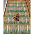 thumbnail image 2 of Green Pink Botanical Stair Treads for Wooden Steps Indoor Runner Rug Carpet, Contemporary Abstract Art 10 Pieces Peel and Stick Staircase Step Treads Covers Washable Throw Door Mats, 30"x8", 2 of 6