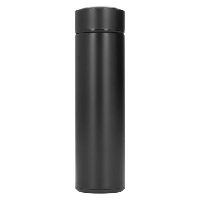 Thermal Cup, Multipurpose Stable Bottom Portable Stainless Steel Water Bottle With Detachable Filter For Biking For Office No Temperature Display Black
