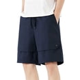 thumbnail image 6 of Fancifize Teen Boys Athletic Shorts Quickly Dry Wide Leg Elastic Drawstring Waist Sweat Shorts Kids Workout Shor Pants 7-19 Years,Navy, 6 of 7