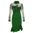 thumbnail image 4 of Mrat Dresses for Women Slit Ruffles Hem Floral Split Maxi Dresses Ruffle Smocked Lace Mesh Dress Green XXL, 4 of 6