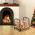 thumbnail image 2 of Outsunny Firewood Rack Outdoor, 16" Metal Fireplace Log Holder, Black, 2 of 10