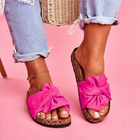 

Njoeus Women s Ladies Casual Summer Bowknot Comfy Slip On Sandals Outdoor Slippers