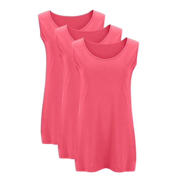 Gfyviroh 3 Pack Tank Tops for Women Solid Comfy Crew Neck Undershirts Plus Size Sleeveless Loungewear Tanks