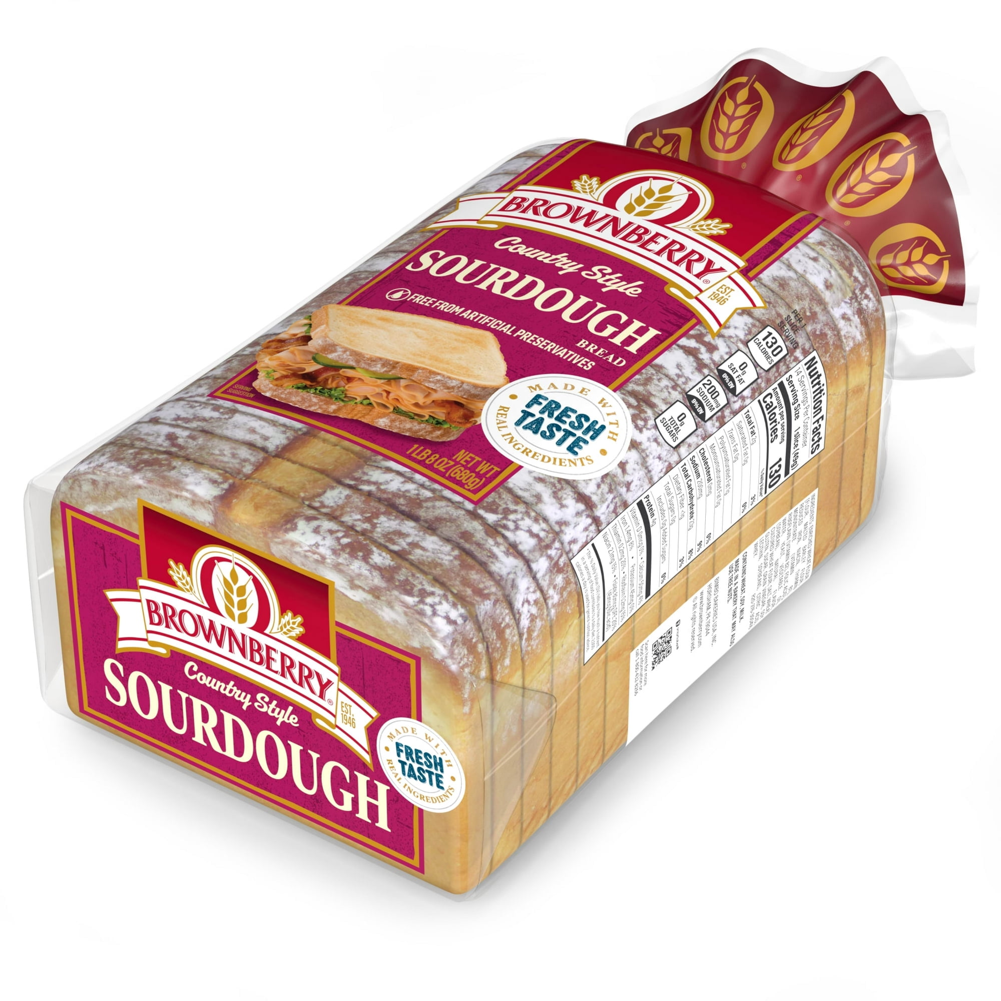 Brownberry Country Style Sourdough Bread, 24 oz, Sourdough Bread, Bag