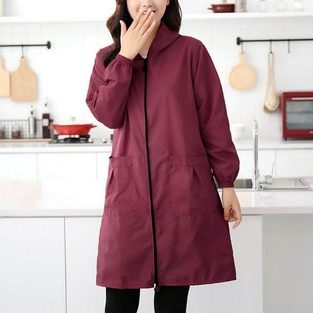 Women's Waterproof Breathable Rain Jacket with Long Length for Outdoor Protection