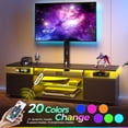 thumbnail image 3 of Greenstell TV Stand and Mount for 32" to 70", TV Table with Power Outlet, Gaming Modern Entertainment Center with Storage, LED Light, Height Adjustable, 51", Black, 3 of 7