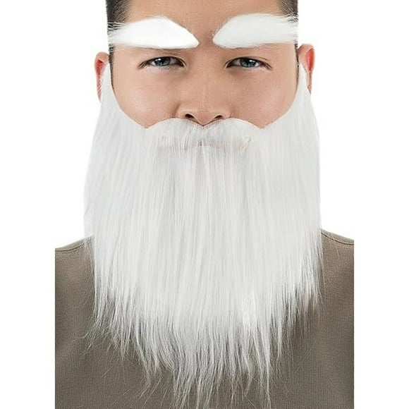 Gupgi 3 Pcs Santa Claus Beard Set, White Artifical Beard Eyebrows Cosplay Accessories for Halloween Party Stages