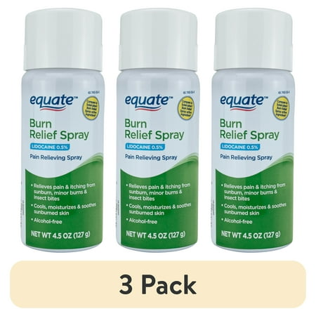 (3 pack) Equate Burn Relief Spray, 4.5 oz