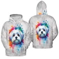 thumbnail image 3 of Watercolor Drip Maltese Pop Art Colorful Portrait Artwork All Over Print 3D Hoodie Unisex Merch Hoodies Maltese Dog Lover Gifts Idea - 01009, 3 of 6