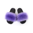 thumbnail image 3 of Zodanni Women Fuzzy Slippers Color Block Fluffy Slides Furry Slipper Breathable Shoe Outdoor Lightweight Faux  Home Shoes Wine Red 9.5-10, 3 of 3