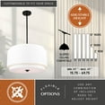 thumbnail image 5 of Burnaby 4 Light Black Mid-Century Modern Drum Pendant Fixture with White Linen Fabric Shade, 5 of 13