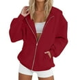 thumbnail image 5 of Tweang Lightweight Jacket Women Womens Jackets Casual Womens Hoodies Zip Up Fall Coats for Women 2025 Womens Windbreaker Jacket Long Fleece Hoodies for Women Long Hoodies for Women Red Xl, 5 of 5