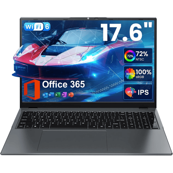 Golzer 17.6 Inch Laptop 16GB RAM 640GB Storage, Windows 11 Business Computer, 4-Core Intel CPU, 100% sRGB FHD Display, WiFi 6, Backlit Keyboard, 7000mAh Fast-Charging, 1yr Office 365 Free