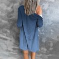 thumbnail image 6 of Women's Mid-Length Gradient Color Cardigan, Open Front Button Down Knit Sweater, Lightweight Longline Cover Up, Casual Duster Coat, Tunic Length Layering Piece Dark Blue L, 6 of 6