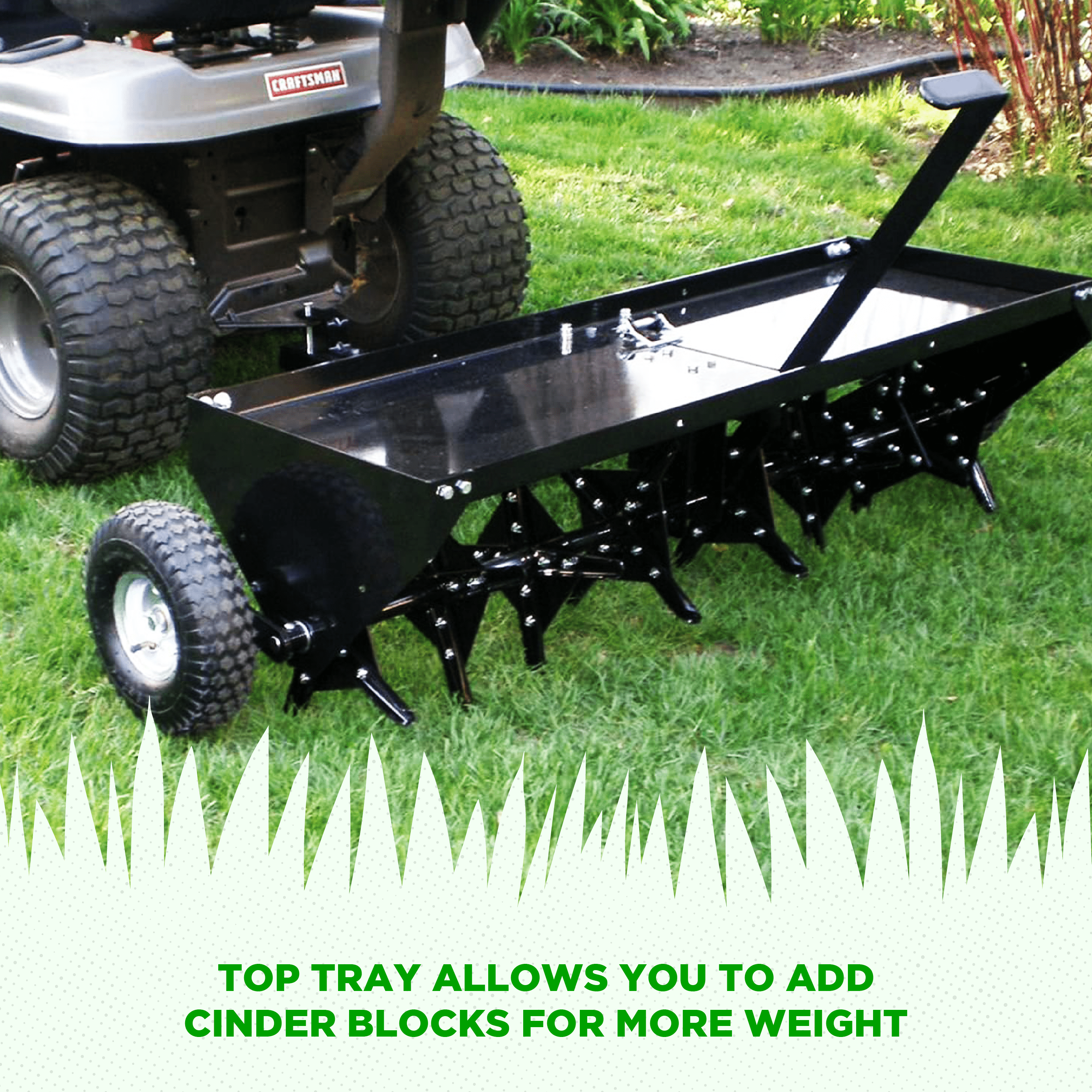 Yard Tuff 48 Inch Tow Behind Lawn Mower Plug Aerator with Universal Hitch