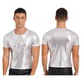 thumbnail image 3 of Ropa de hombre, camiseta informal brillante, Tops, camiseta brillante con cuello redondo, ropa para discoteca, camisetas holgadas de manga corta con escote redondo, 3 of 5