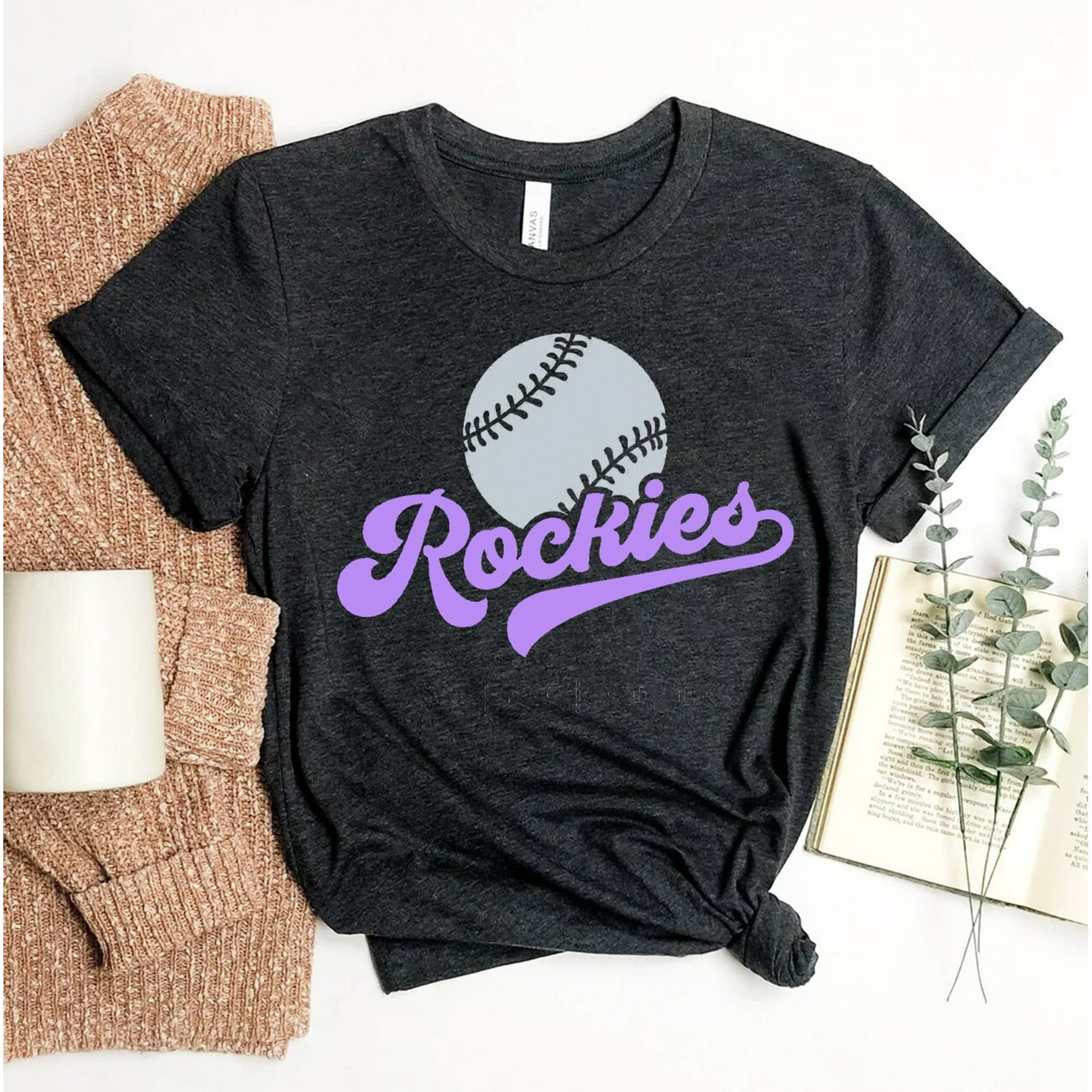 JaneseApparel Rockies Baseball T-Shirt Sports Shirt Gift Rangers Tee Game Day Top Boho Shirts Team Spirit Women's, Size: XS