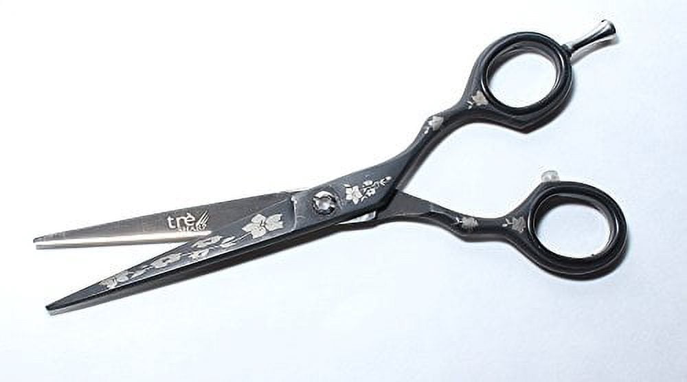 TreSharp Professional Razor Edge 6" Serrated Shears Black with floral Design