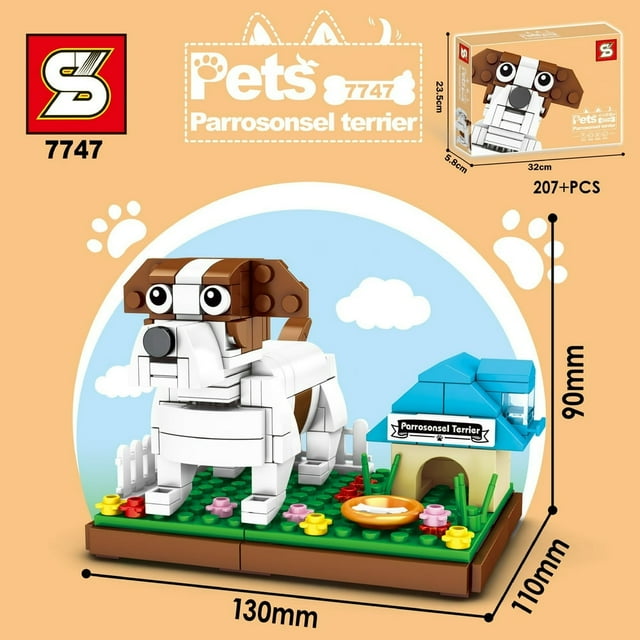 MesaSe Building Block Dog Micro Mini Block Dogs Building Animal Set DIY 3D Block Toy Building Blocks for Kids Or Adult 207Pieces