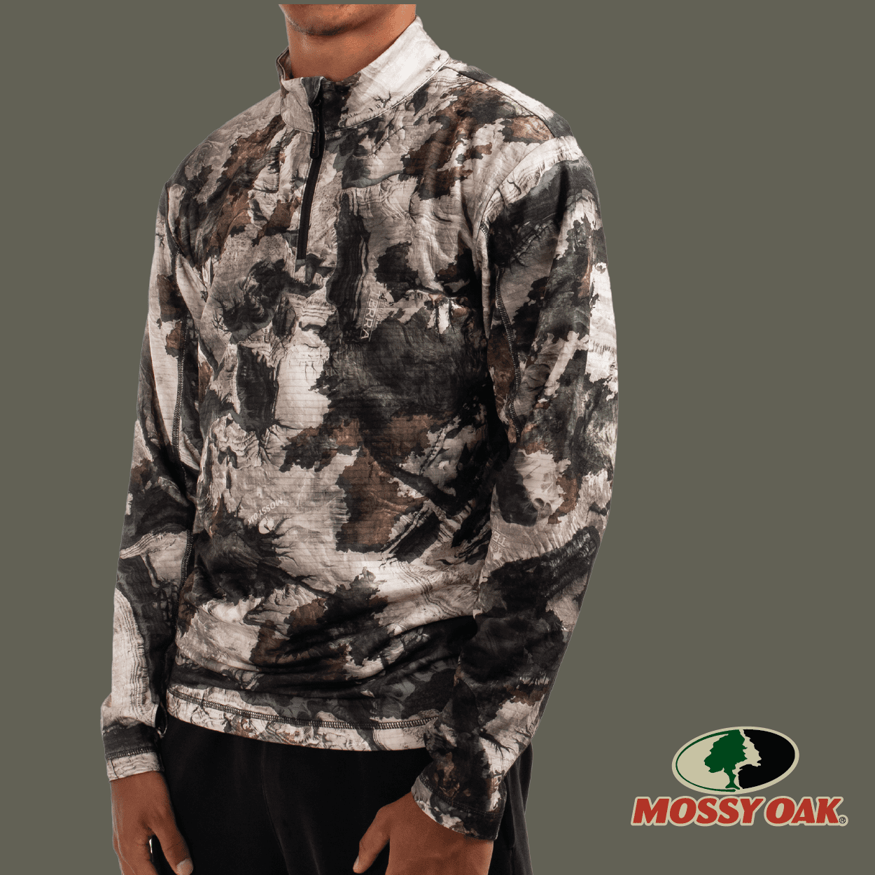Mossy Oak Men's 1/4 Zip Performance Hoodie, Mossy Oak Terra Gila, Size Large