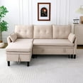 thumbnail image 3 of 78.35''L-Shaped Reversible Chaise Sectional Sofa with Storage–Cotton-Linen Upholstery, Multi-functional storage sofa bed,Sofa couches for living room,Apartments & Offices.3-Seater,Beige, 3 of 8