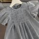 thumbnail image 3 of Vestidos vaqueros de estilo coreano para niña de 2 a 8 años, vestido vaquero suave plisado de manga corta acampanada, ropa para niños, 3 of 6