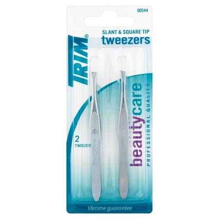 Trim Beauty Care Slant & Square Tip Tweezers, 2 count