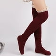 thumbnail image 7 of Hauaitttt Knit Solid High Women Splice Lace Socks Stocking Stocks Long Socks Tights for Women Pack Hosiery for Women Control Top over The Knee Stocking Thigh High Stockings Non Sheer Floral Holdups, 7 of 7