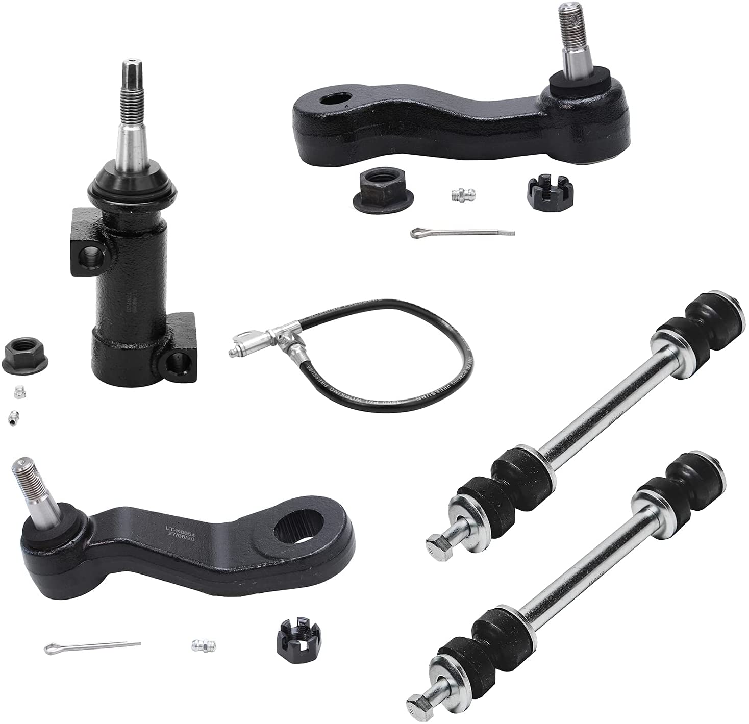 Detroit Axle - Front 13pc Suspension Kit for Chevy Silverado GMC Sierra 1500 2500 3500 HD 2 Control Arms 2 Ball Joints 2 Sway Bars 4 Tie Rods 1 Pitman Arm 1 Idler Arm 1 Idler Bracket Replacement