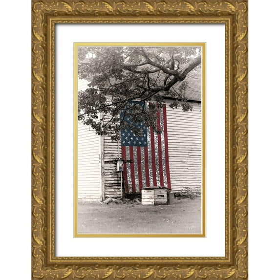 Sophie 6 17x24 Gold Ornate Wood Framed with Double Matting Museum Art Print Titled - Barn Flag