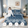 thumbnail image 3 of meiyoeat Vintage Paisley Queen Comforter Set,Rustic Western Style Comforter Sets Queen For Adults,Blue White,Black Reversible,3 Pieces,1 Comforter and 2 Pillowcases, 3 of 7