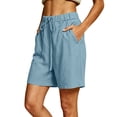 thumbnail image 2 of Bermuda Shorts for Women High Waisted Cotton Linen Shorts Casual Loose Drawstring Elastic Summer 2026 Beach Clothes, 2XL, 2 of 8
