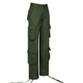 thumbnail image 5 of ZZwxWA Women's High Rise Straight Leg Y2K Streetwear Cargo Pants Baggy Boyfriend Pants Wide Leg Cargos Multi Pockets Travel Hiking Trousers, 5 of 7