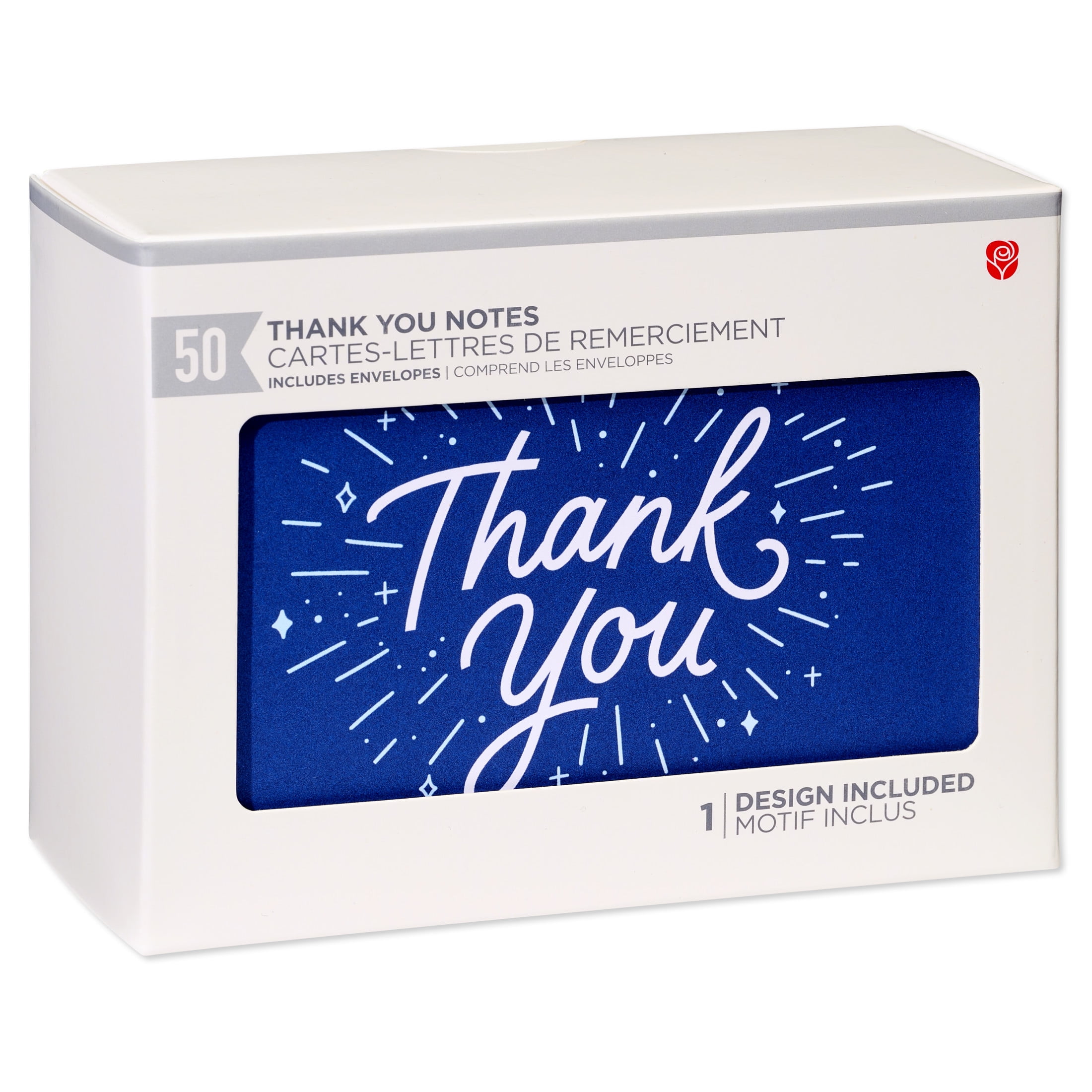 American Greetings Thank You Card Stationery Notes, Script on Navy (50-Count)