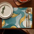 thumbnail image 4 of Teal Gold Wave Marble Pattern Summer Placemats Table Placemats Set Of 6-Linen Kitchen Washable Placemats Table Mats 11.8"x17.7" Non-Slip Heat Resistant, 4 of 5