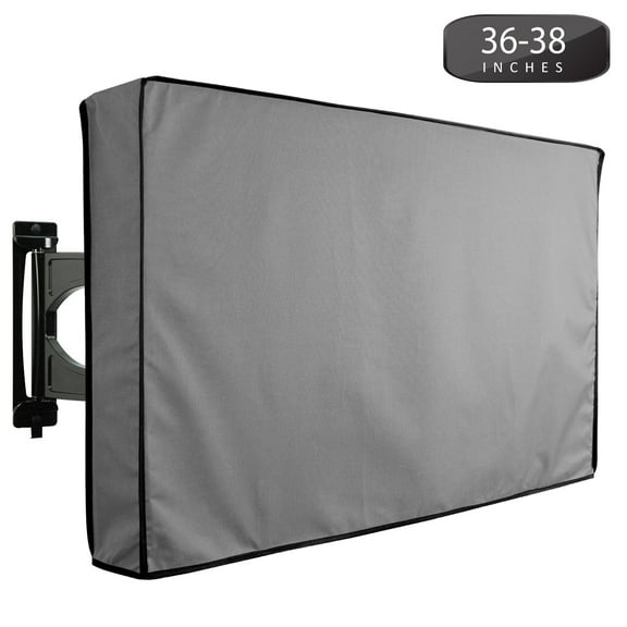 Outdoor TV Cover 36" to 38" Inches Universal Weatherproof Protector - Grey