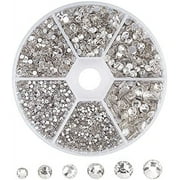 NOBRAND 5580Pcs Clear Flat Back Round Glass Gems Clear Rhinestone Glass Stone Beads for Nail Art Clothes Shoes Bags Embellishments