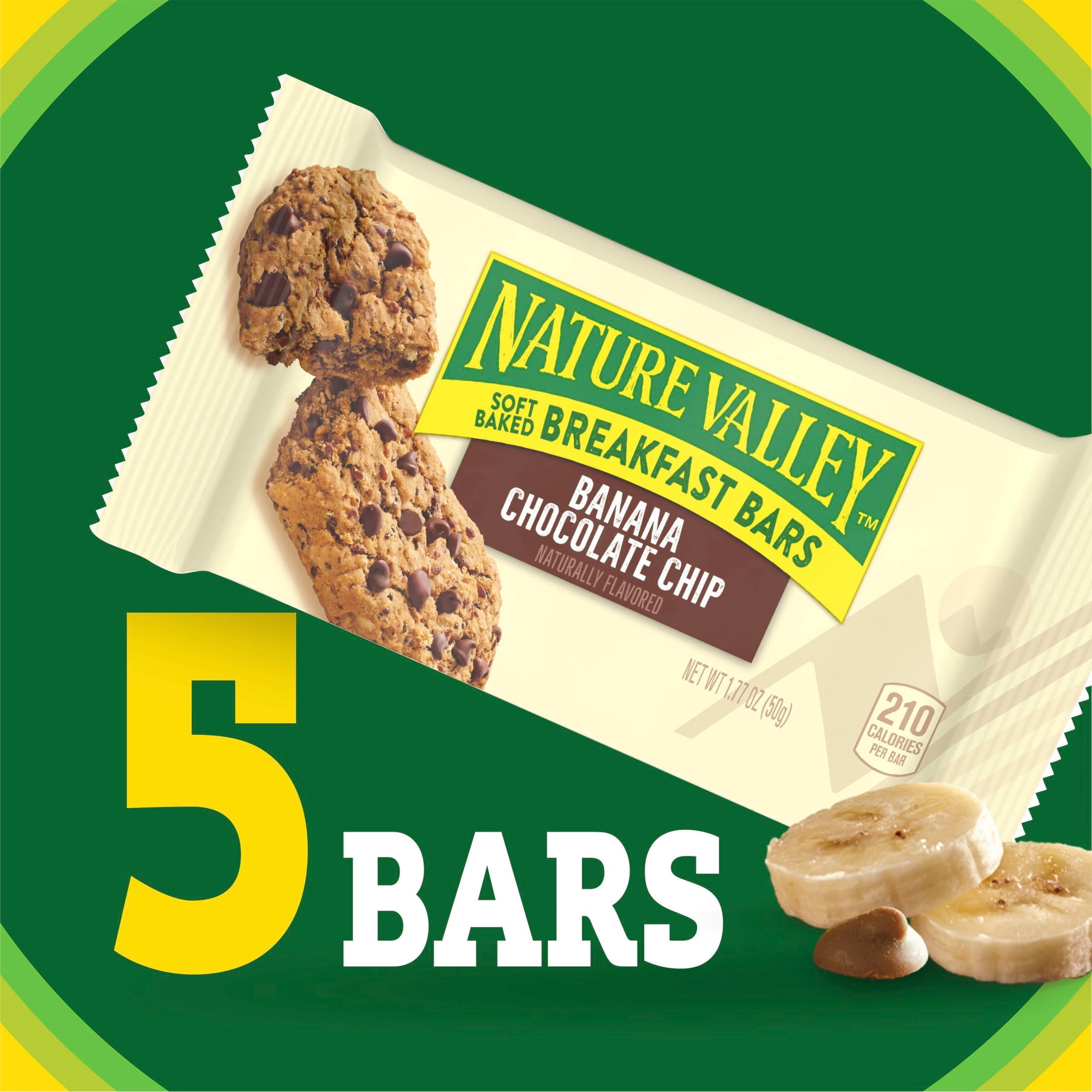 (3 pack) Nature Valley Banana Chocolate Chip Soft Baked Breakfast Bars (5 Bars)