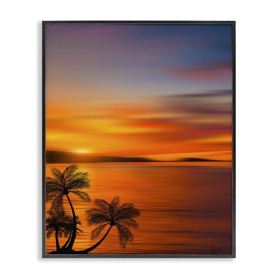Stupell Industries Modern Pleasant View Sunset Black Framed Giclee Art, 16 x 20, by Renel Peters