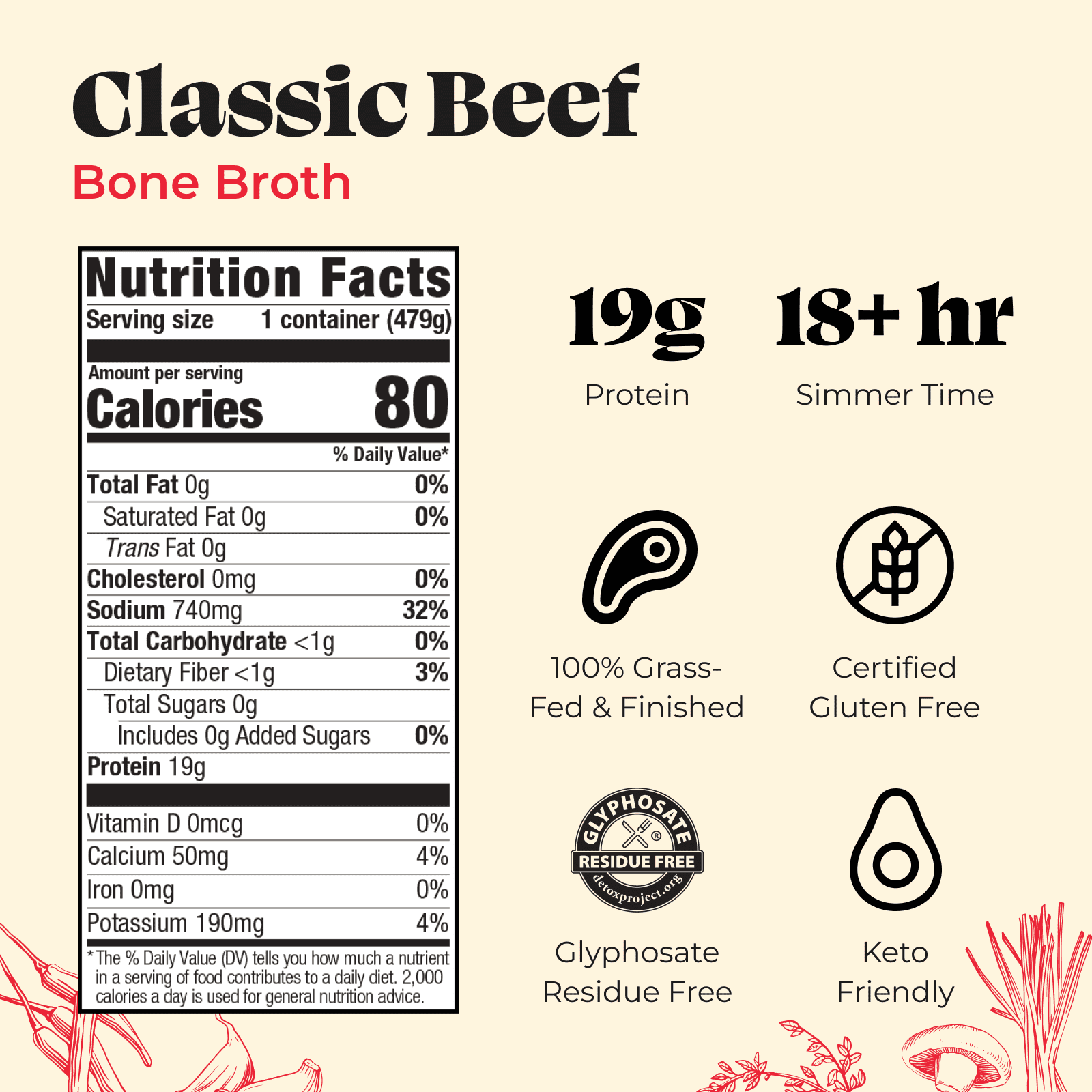 Kettle & Fire Beef Bone Broth, Shelf-Stable, 16.9oz